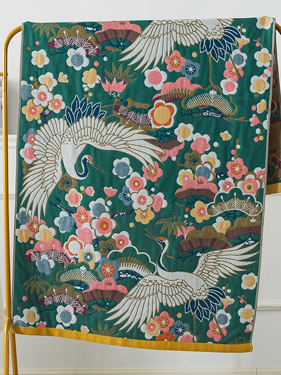 花卉圖案四層棉紗大號柔軟浴巾