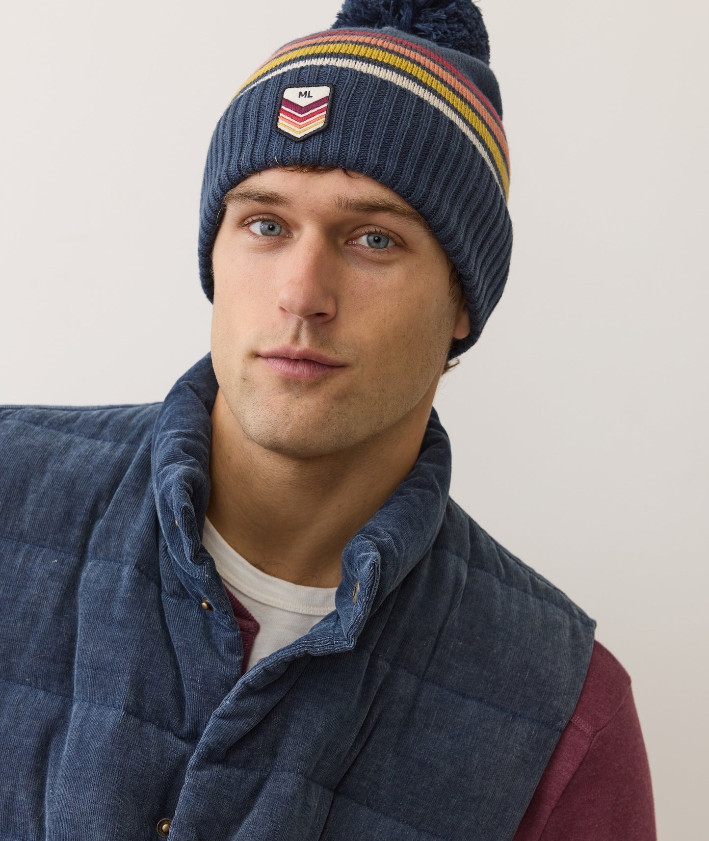 Stripe Pom Beanie