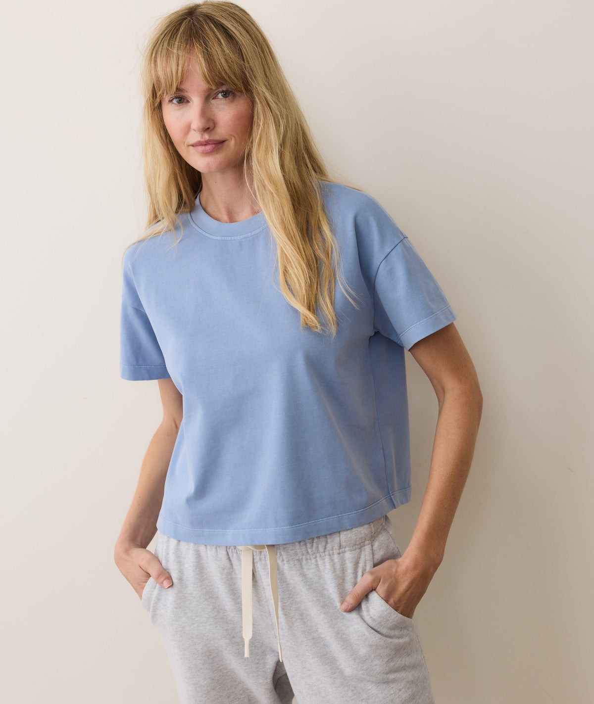 Women's Luxe Jersey Crew Tee in Coastal Blue