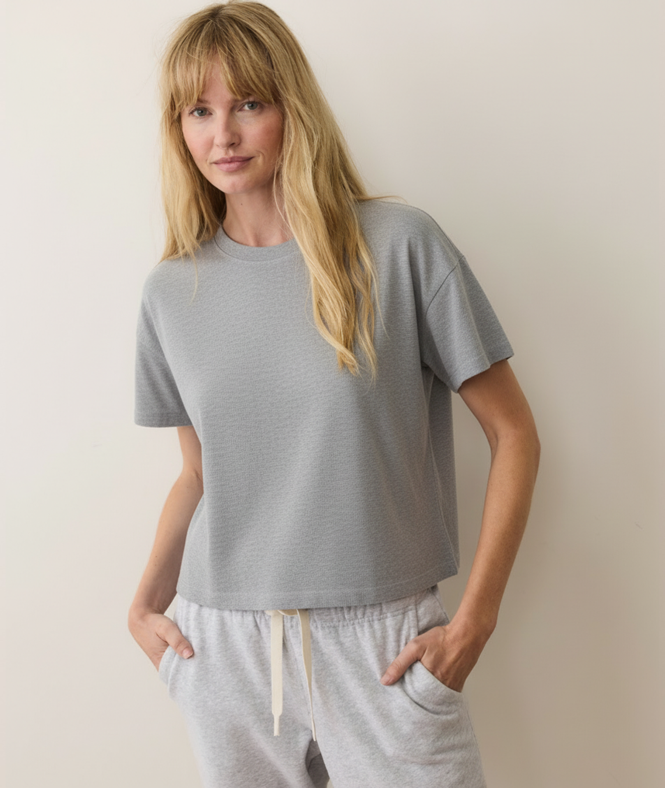 Women's Luxe Jersey Crew Tee in Heather Grey