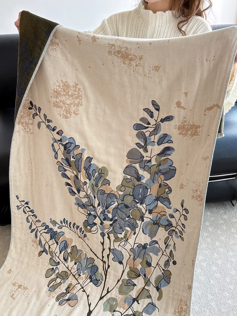花朵圖案超柔軟紗布棉浴巾