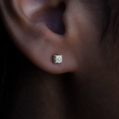 3MM Pave Round Moissanite Stud Earrings in Sterling Silver