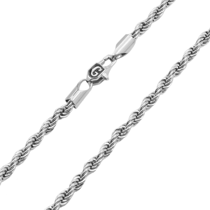 4mm Rope Chain in White Gold