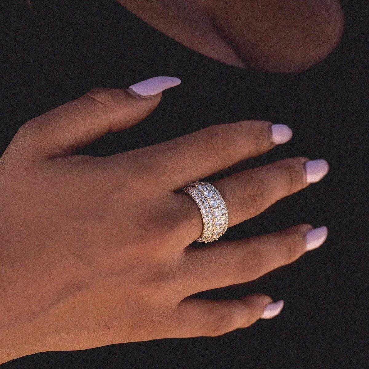 14k Solid Gold 5 Layer Diamond Band Ring-VS Diamonds