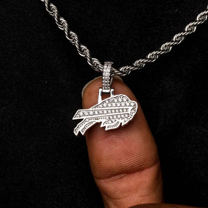 Buffalo Bills Official NFL Micro Logo Pendant - White Gold