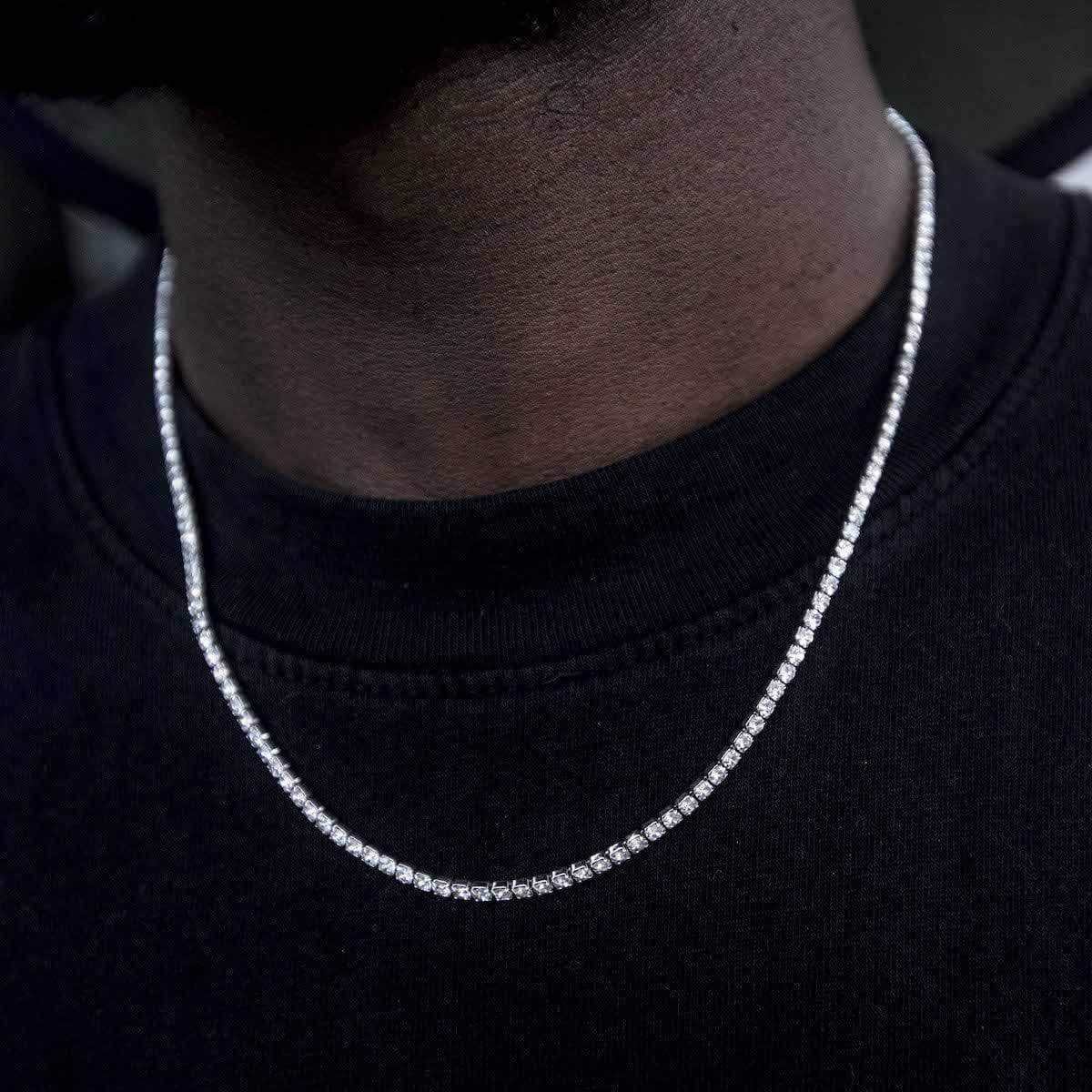20" Micro Tennis Necklace in White Gold