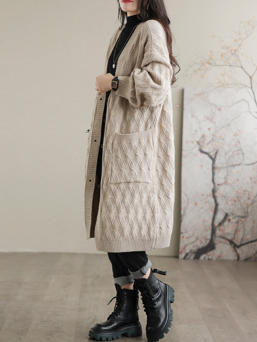 純色寬鬆休閒中長女外套