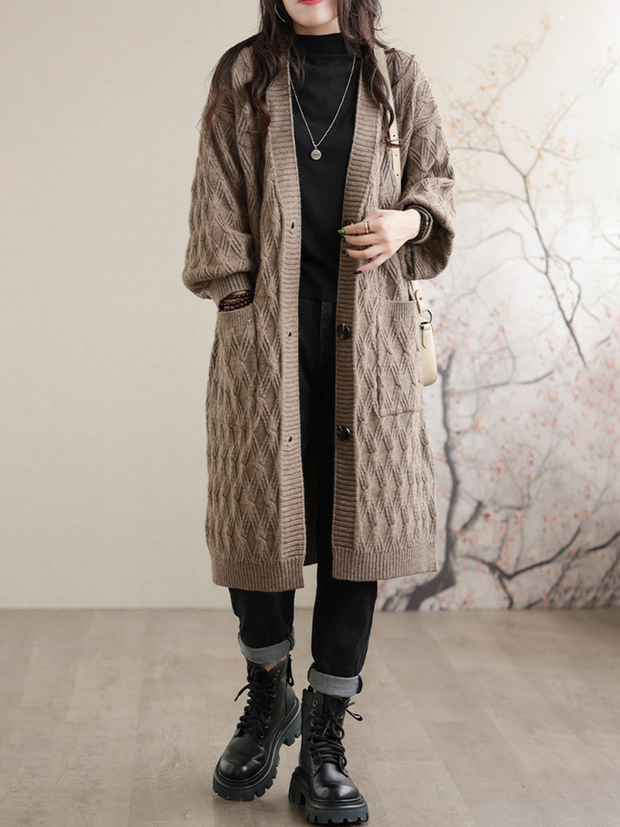 純色寬鬆休閒中長女外套