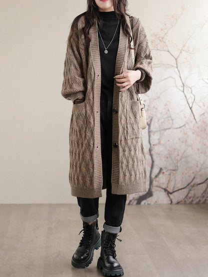 純色寬鬆休閒中長女外套