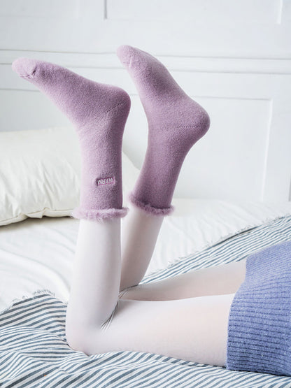5 雙女冬季純棉羊毛襯裡襪子