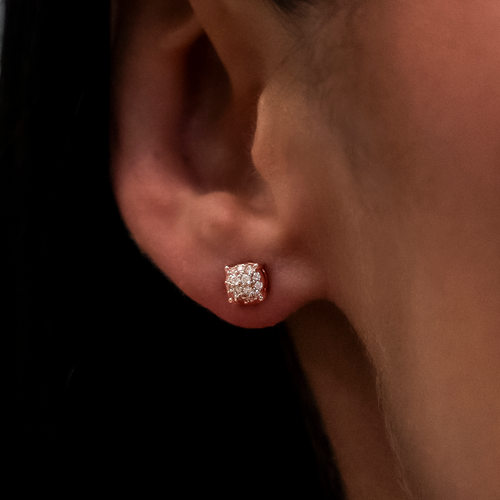 5mm Pave Round Earrings in Yellow Gold