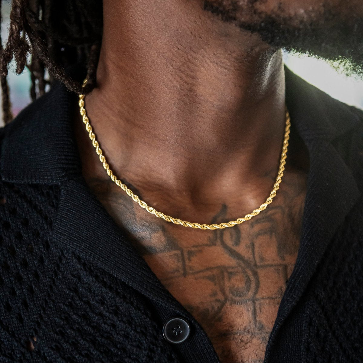 Adjustable Rope Chain + Bracelet Set in Yellow Gold - 4mm