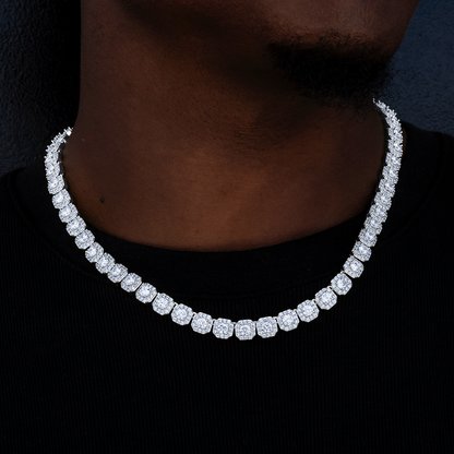 8.5MM Diamond Prong Cuban Necklace - Yellow Gold