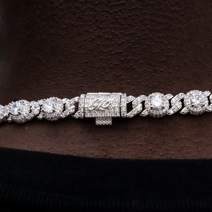 Baguette Cross Evil Eye and Diamond Station Cuban Chains + Bracelet Bundle in White Gold