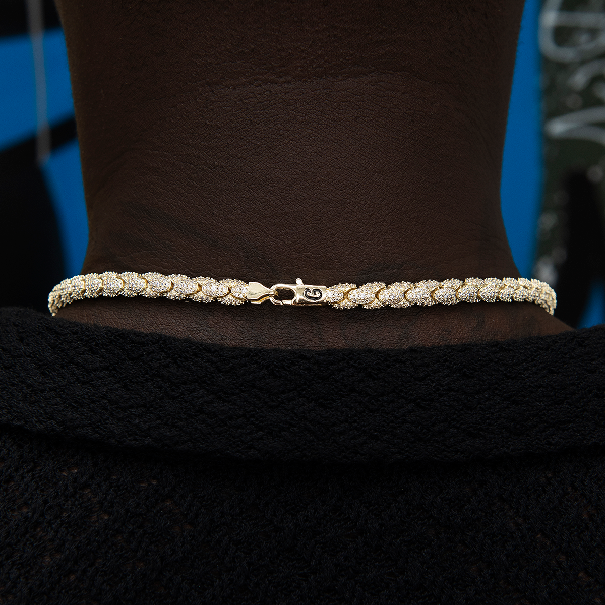 6mm Diamond Pave Snake Link Chain + Pendant Bundle in Yellow Gold
