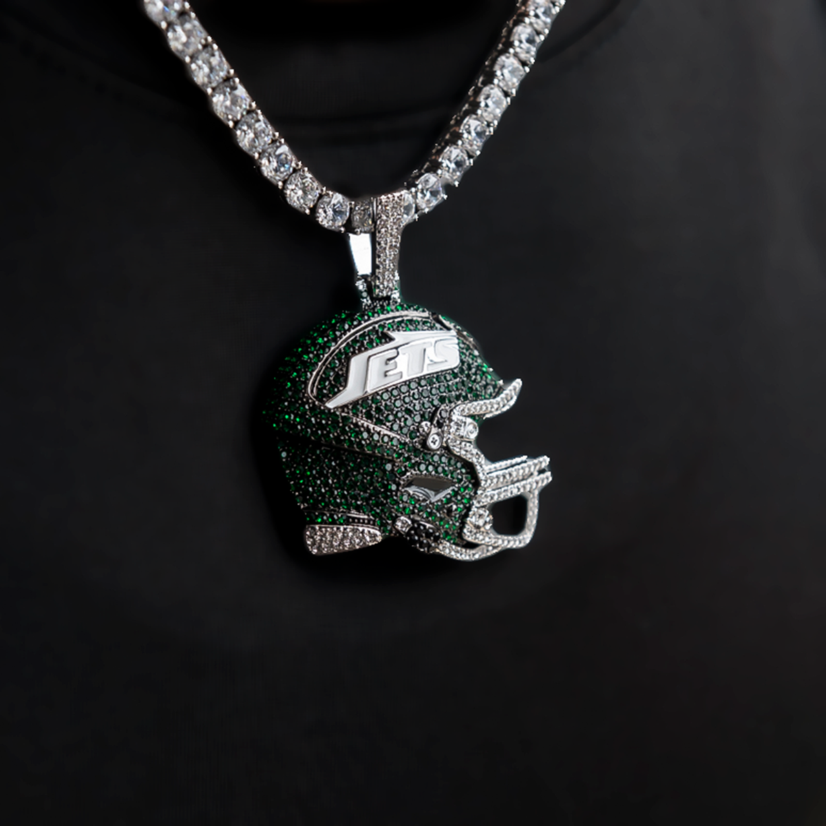 2025 New York Jets Team Helmet Pendant - White Gold
