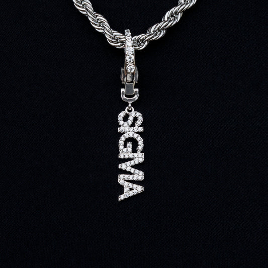 "Sigma" Clip On Charm Pendant in White Gold