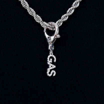 "Gas" Clip On Charm Pendant in White Gold