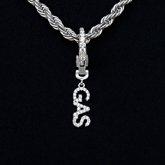 "Gas" Clip On Pendant in White Gold
