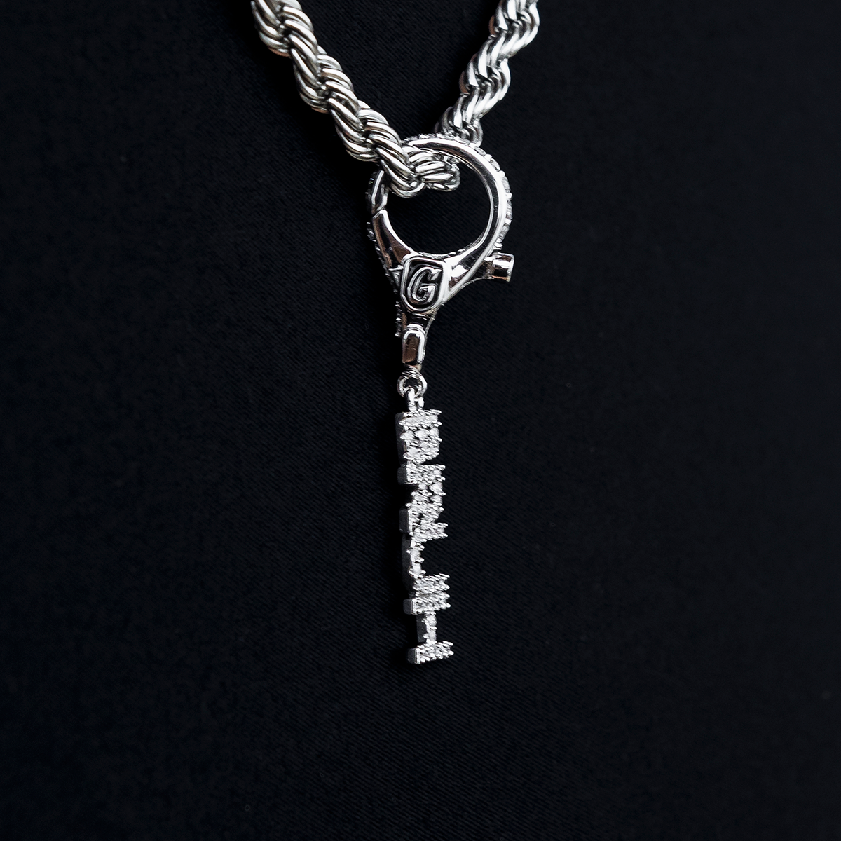 "Bruh" Clip On Pendant in White Gold