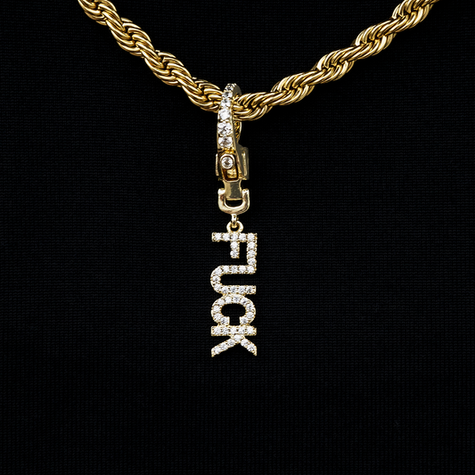 "Fuck" Clip On Pendant in Yellow Gold