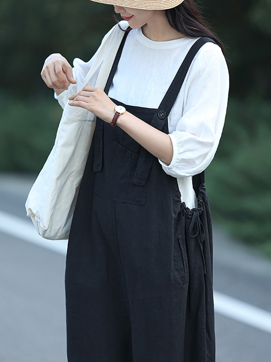女士夏季休閒純色寬鬆連身褲