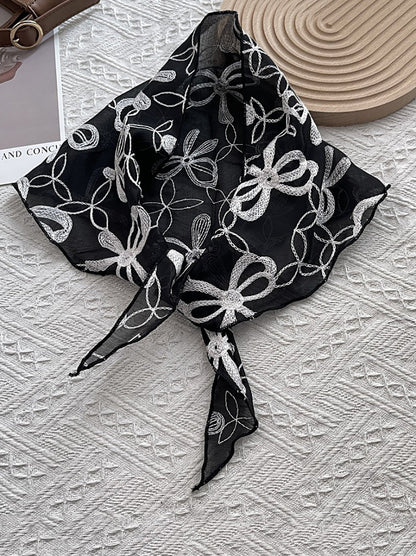 女士藝術蝴蝶結蕾絲三角圍巾