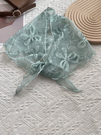 女士藝術蝴蝶結蕾絲三角圍巾