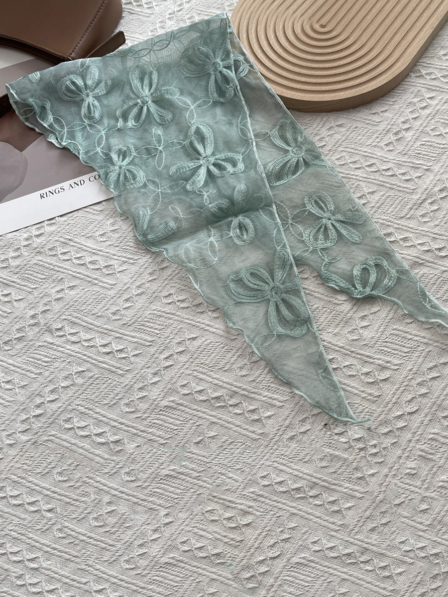 女士藝術蝴蝶結蕾絲三角圍巾
