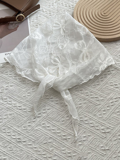女士藝術蝴蝶結蕾絲三角圍巾
