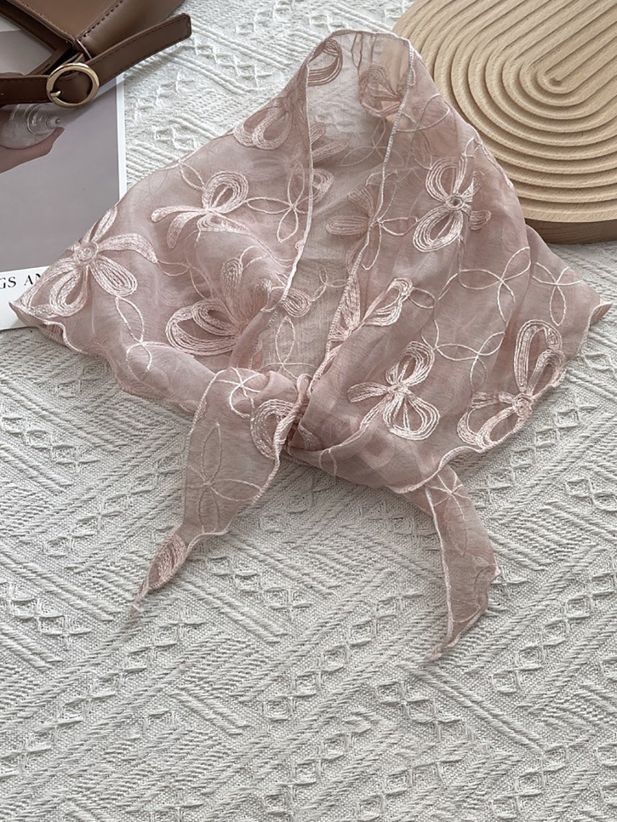 女士藝術蝴蝶結蕾絲三角圍巾