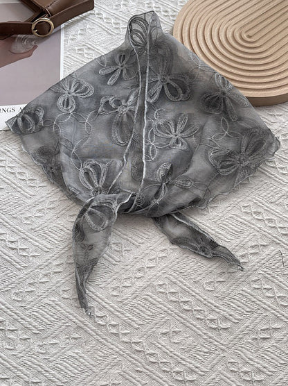 女士藝術蝴蝶結蕾絲三角圍巾