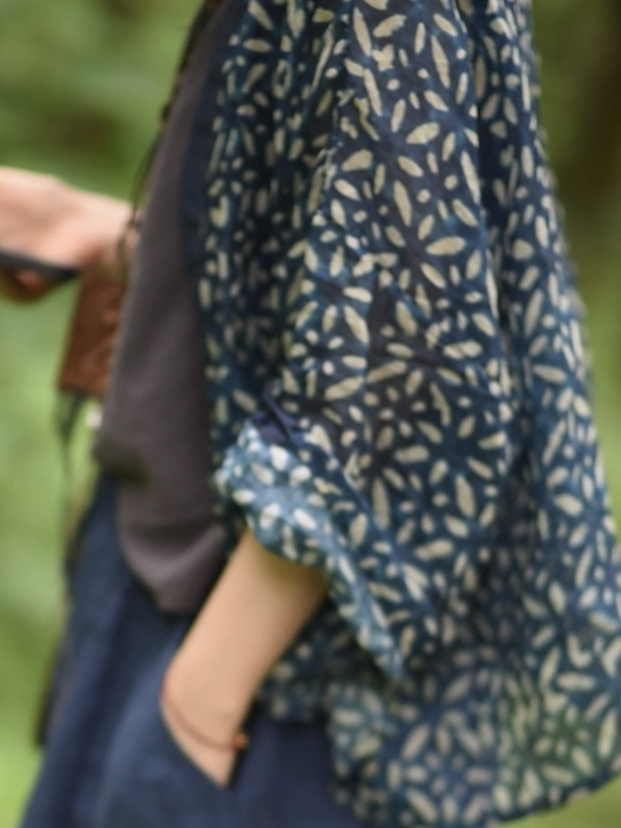 女士夏季復古花朵 V 領吊帶 Raime 襯衫