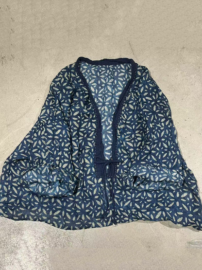 女士夏季復古花朵 V 領吊帶 Raime 襯衫