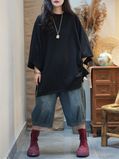 女士秋季休閒純色棉質圓領襯衫