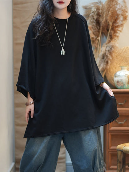 女士秋季休閒純色棉質圓領襯衫