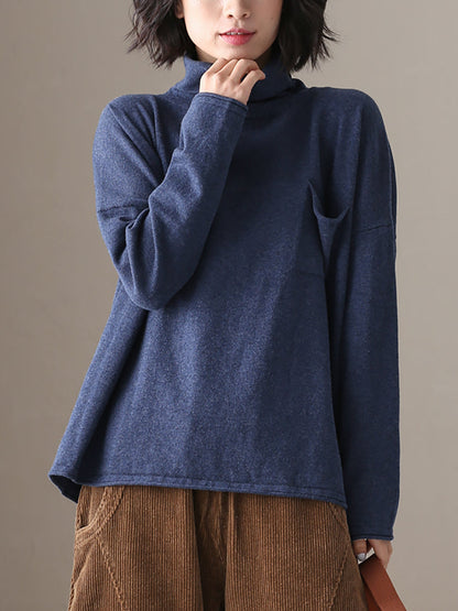 女士秋季休閒純色100%純棉高領襯衫