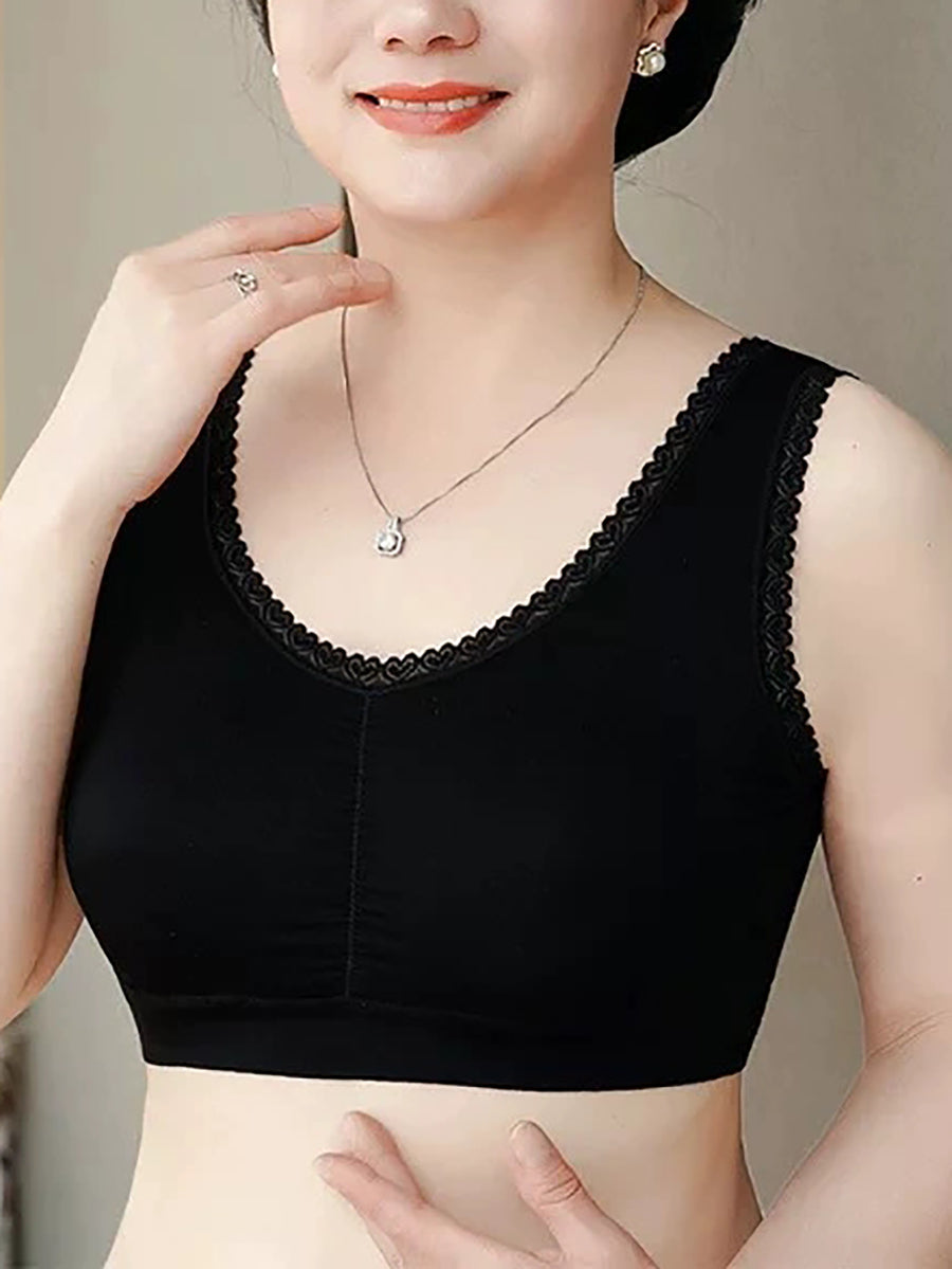 女士連身泳衣帶胸墊蕾絲純色條
