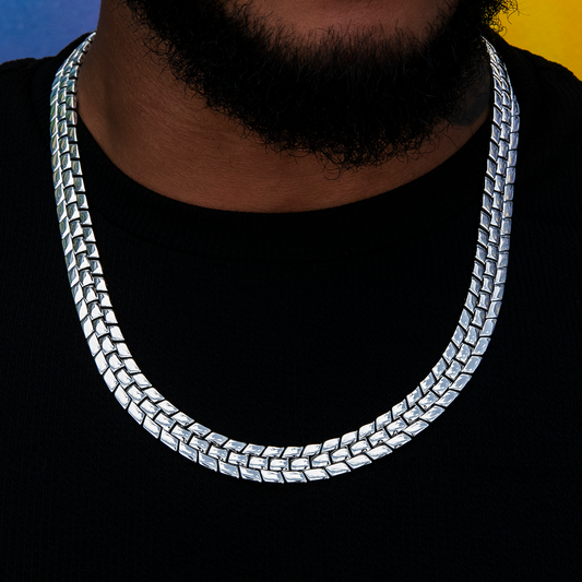 12MM Spine Chain - White Gold