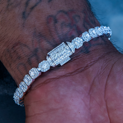 Clustered Moissanite Tennis Bracelet in Sterling Silver - 6MM