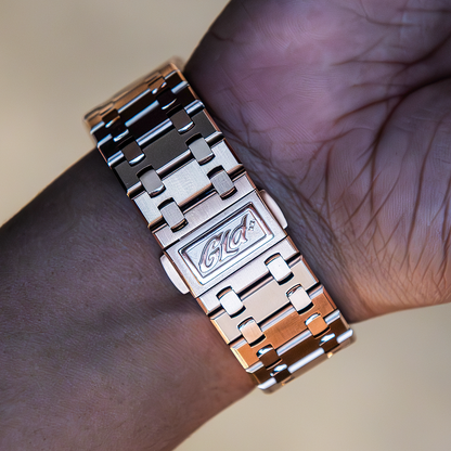 39MM Visionary Plain Case & Chocolate Dial Watch - Rose Gold
