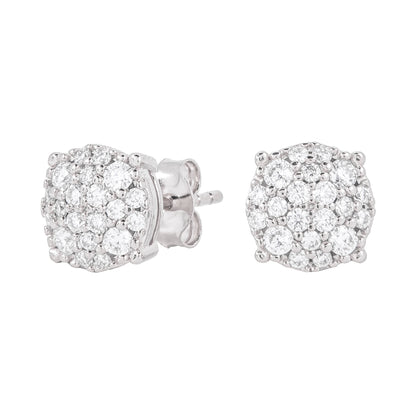 8MM Pave Set Moissanite Stud Earrings in White Gold Vermeil