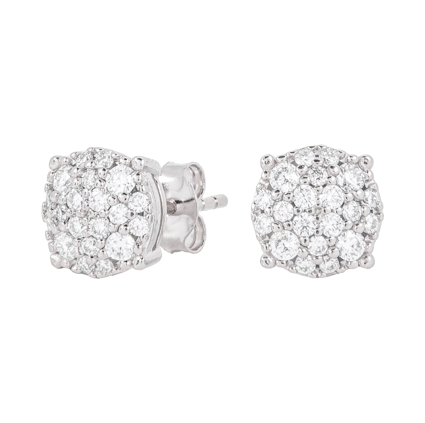 8MM Pave Set Moissanite Stud Earrings in Sterling Silver