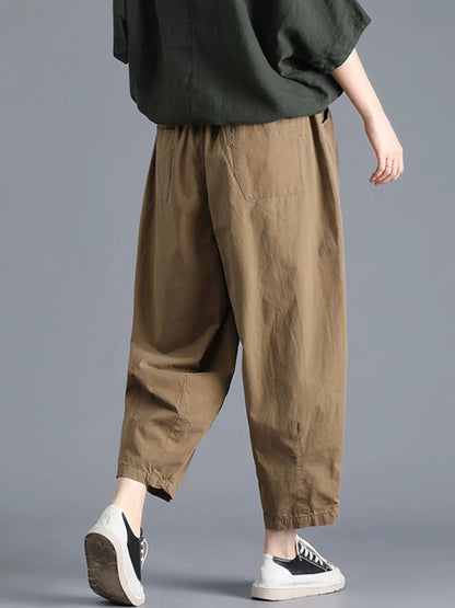 女士春季休閒100%純棉哈倫褲