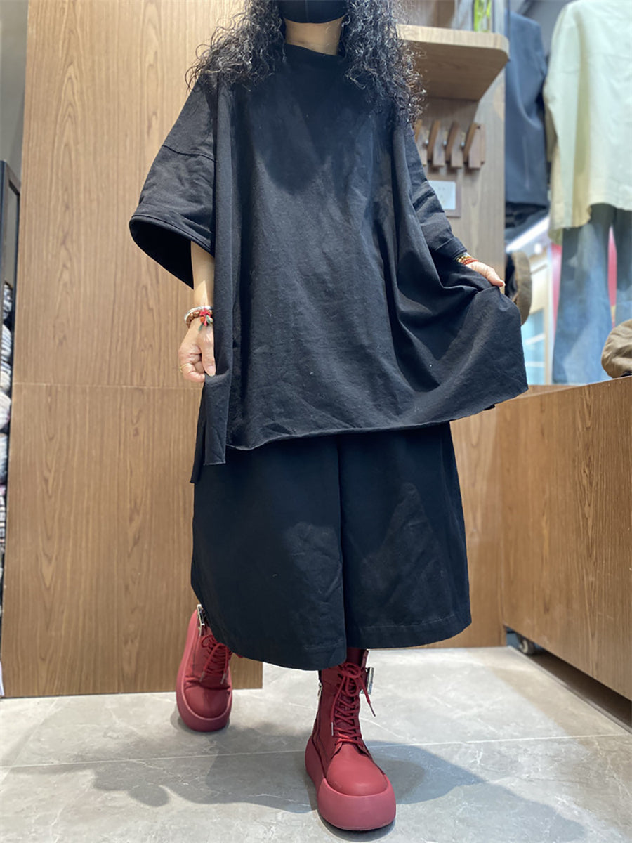 女士夏季休閒純色圓領棉質襯衫