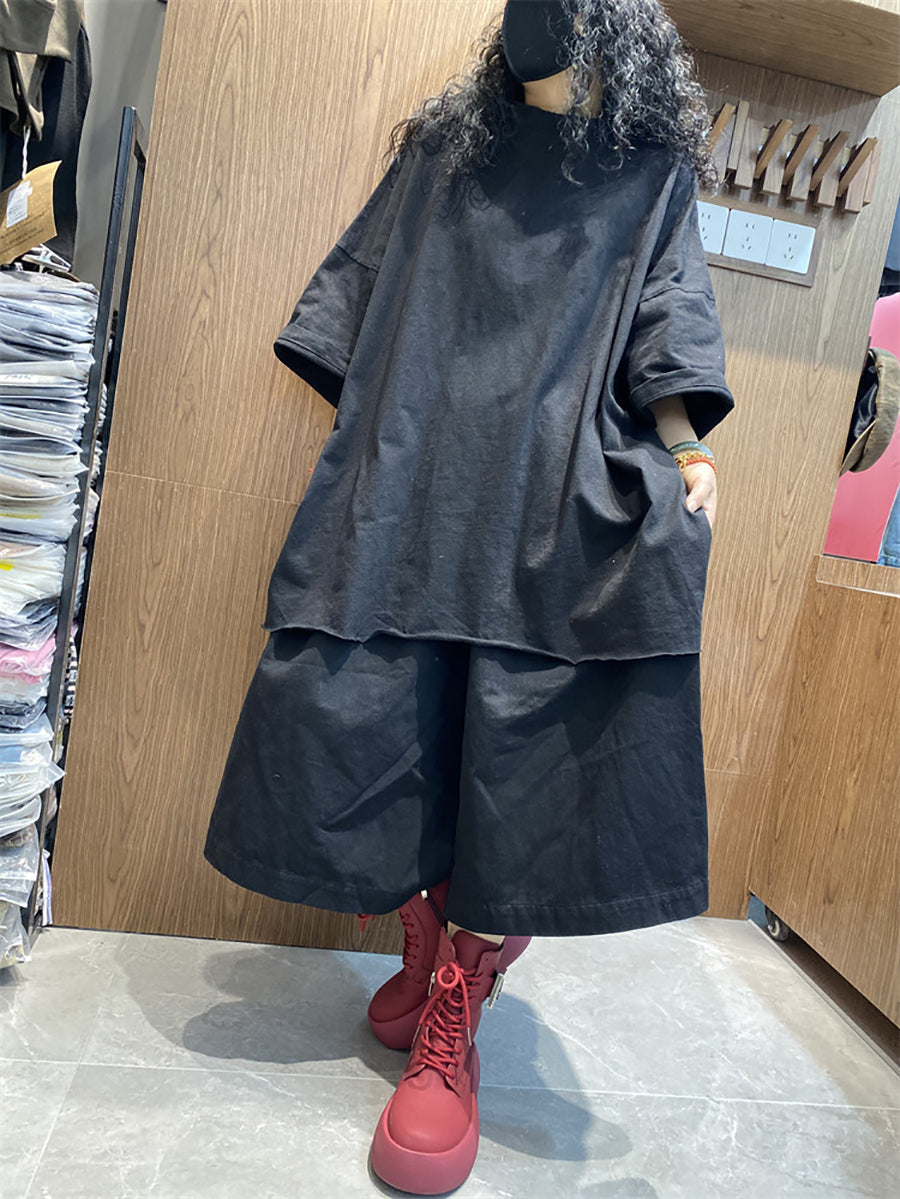 女士夏季休閒純色圓領棉質襯衫
