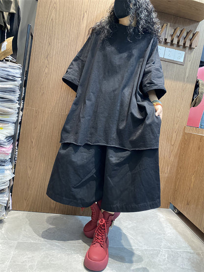 女士夏季休閒純色圓領棉質襯衫