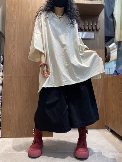 女士夏季休閒純色圓領棉質襯衫