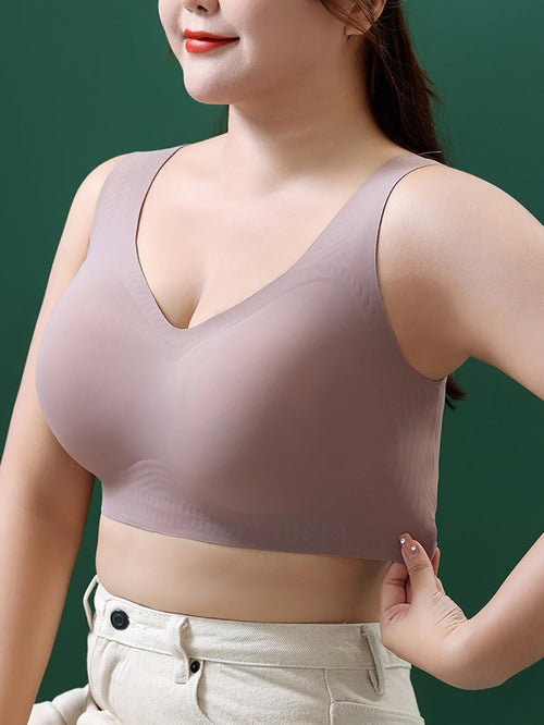 女士藝術休閒純色無鋼圈胸罩