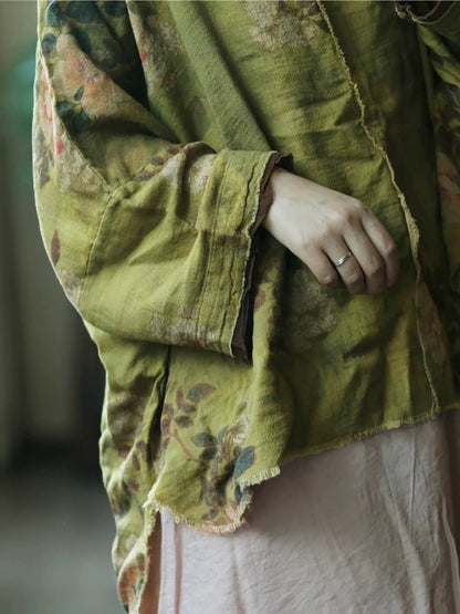 女士夏季碎花棉質圓領襯衫
